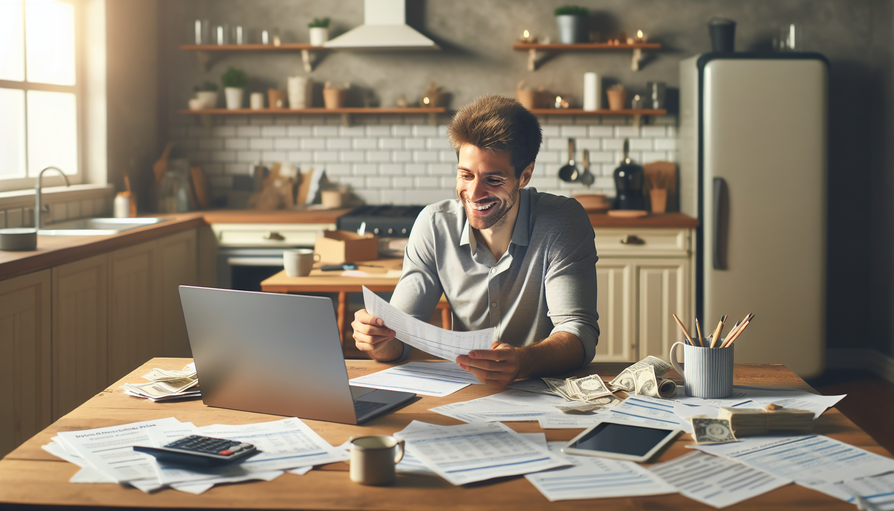 Person reviewing IVA debt solution paperwork at kitchen table