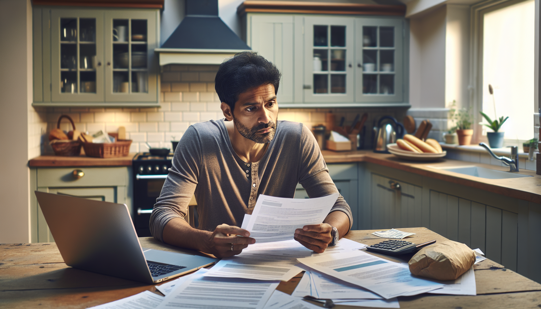 Person comparing IVA and debt relief order paperwork at a kitchen table