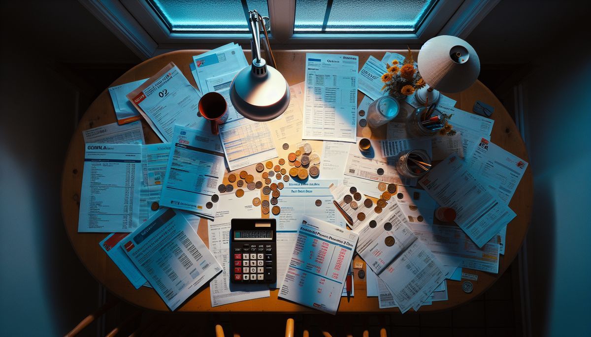 Cost of living help UK - utility bills and financial documents on a table