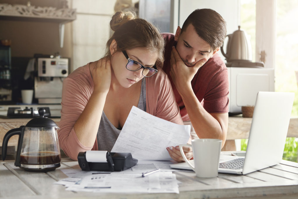 Young caucasian family having debt problems, not able to pay out their loan